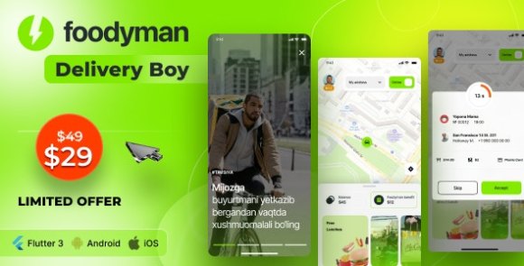 Foodyman v2023-4 – Multi – Restaurant (and Grocery) Delivery App (iOS & Android) Source