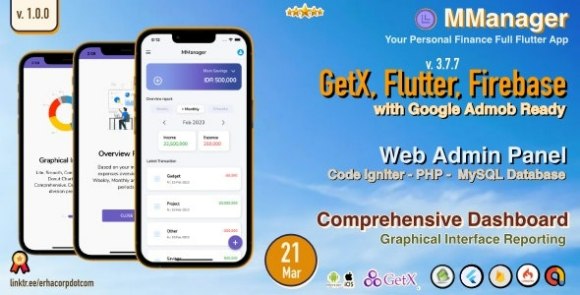 MManager v1.0 – Personal Finance Full Flutter App, with Chart Report | GetX | Web Admin Panel Source