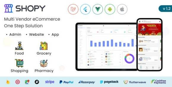 Shopy – Multivendor eCommerce, Food, Grocery, Pharmacy Delivery Flutter App + Admin & Website Source Code