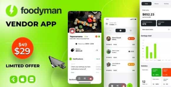Foodyman v2023-4 – Multi – Restaurant (and Grocery) Vendor App (iOS & Android) Source