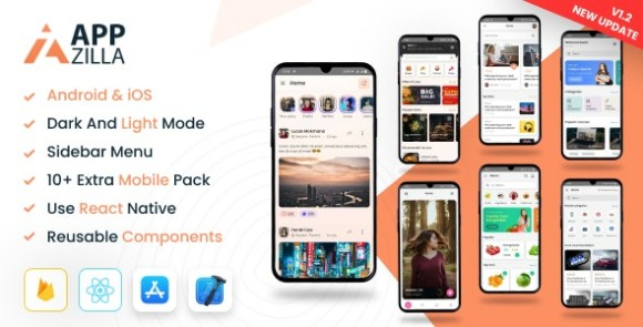 AppZilla v1.3 – Mobile React Native UI KIT Elements Android + iOS App Source