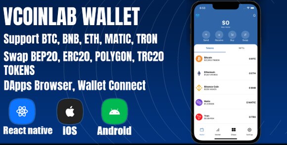 VCoinLab v1.0 – Best Crypto Wallet React Native Template Source