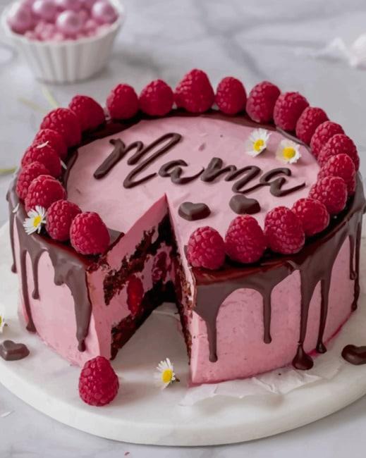 Cake With Raspberry Food Paint By Numbers