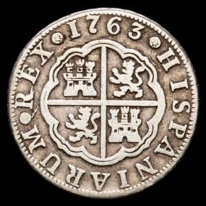 Carlos III. 2 Reales. (5,49 g.). Madrid. 1763. J·P. AC-611. MBC-.