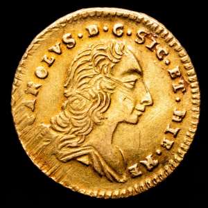 Palermo, Carlo di Borbone (1734-1759), Oncia d'oro 1754-PN, Au 22 mm 4,39 g, GIG-29. VF+.