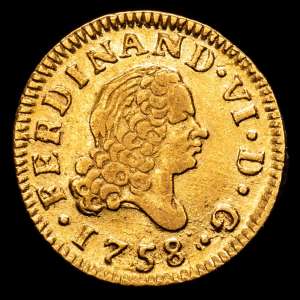 Fernando VI, 1/2 Escudo. 1758. MADRID. JB (1,72grs). Restos de brillo originales. AC-564. MBC+.