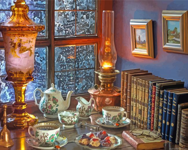 Aesthetic Tea Party In Library Painting by Numbers.jpeg