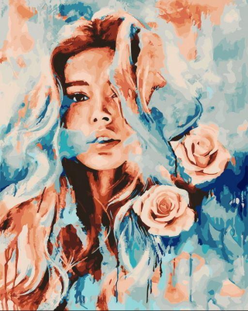 Beauty Woman With Roses Painting by Numbers.jpeg