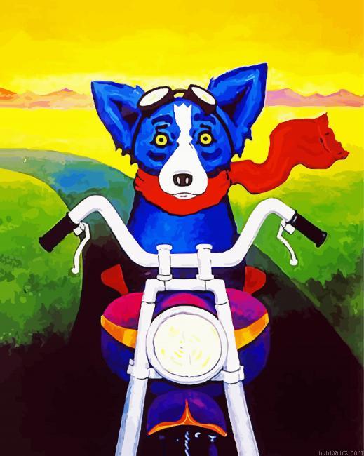 Blue Dog Riding Motorcycle Painting by Numbers.jpeg
