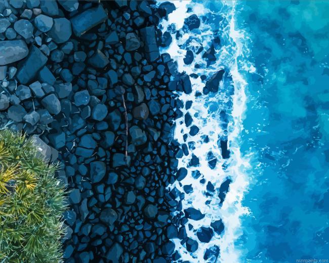 Blue View Sea And Rocks Painting by Numbers.jpeg