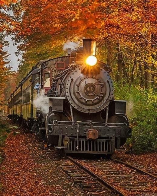 Classic Train In Fall Painting by Numbers.jpeg