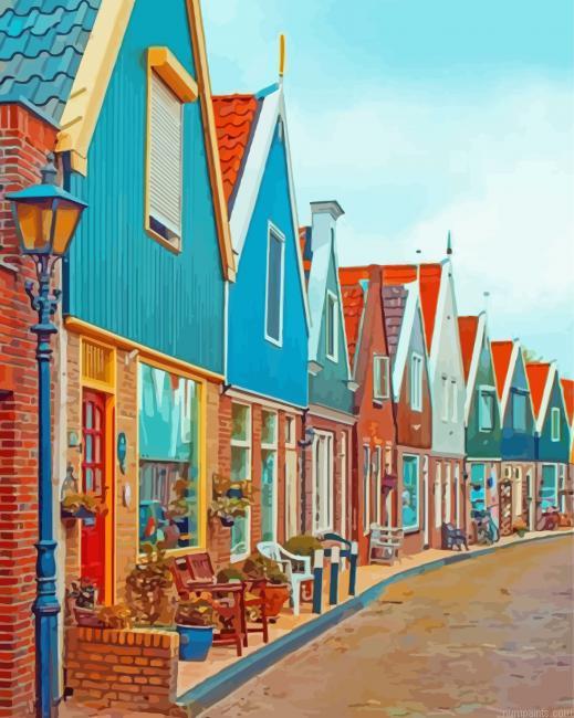 Colorful Buildings In Volendam Painting by Numbers.jpeg