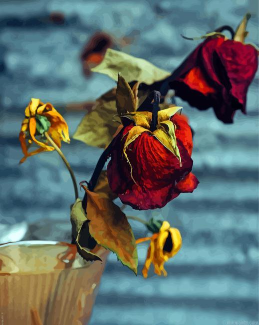 Dying Roses In Vase Painting by Numbers.jpeg