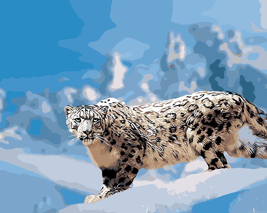 Snow Leopard In Winter Painting by Numbers.jpeg