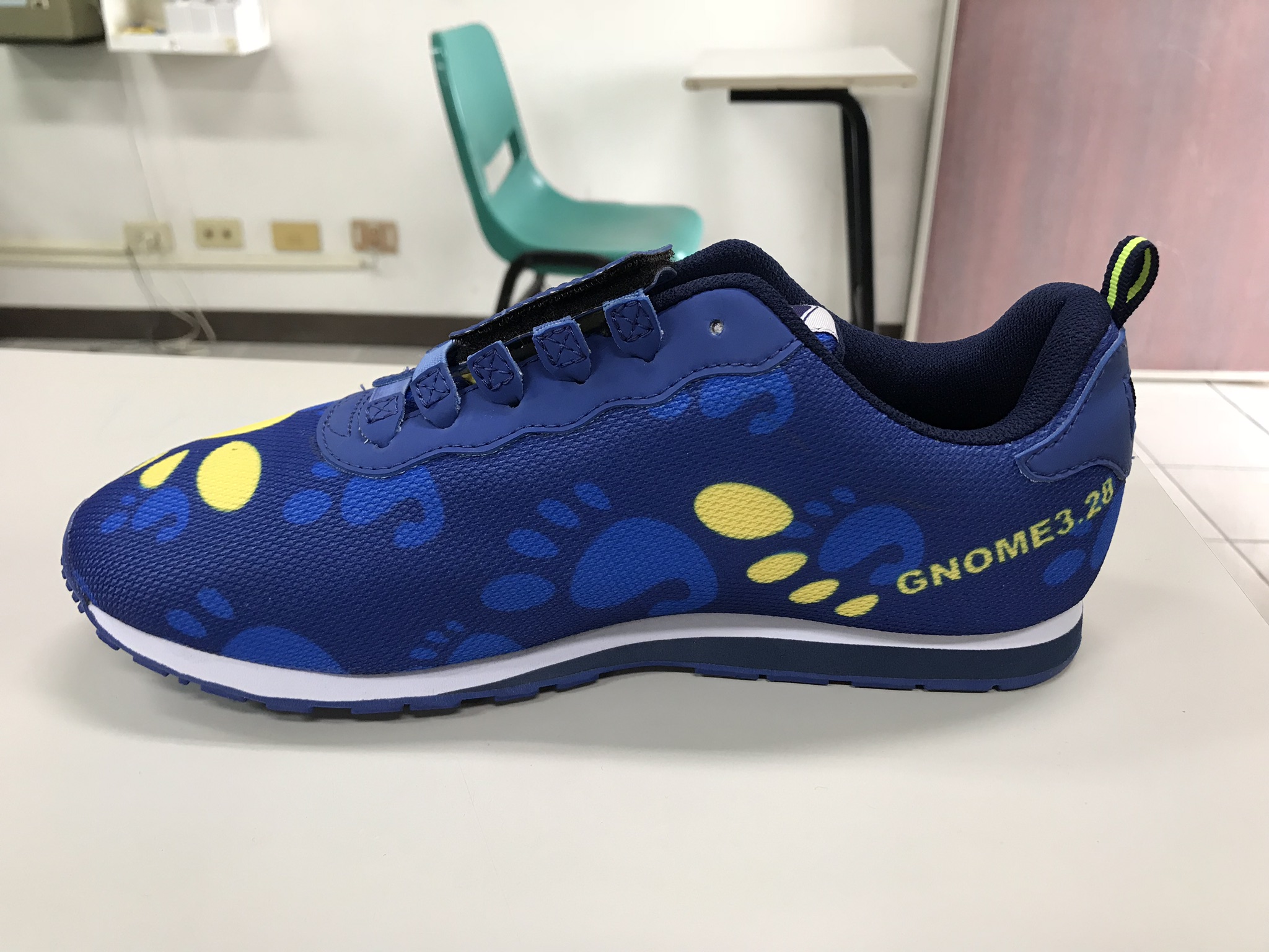 The coolest release day shoes you'll ever see. These are the product of Iwan S. Tahari's company, which designs awesome shoes like this with Inkscape and other free software tools.