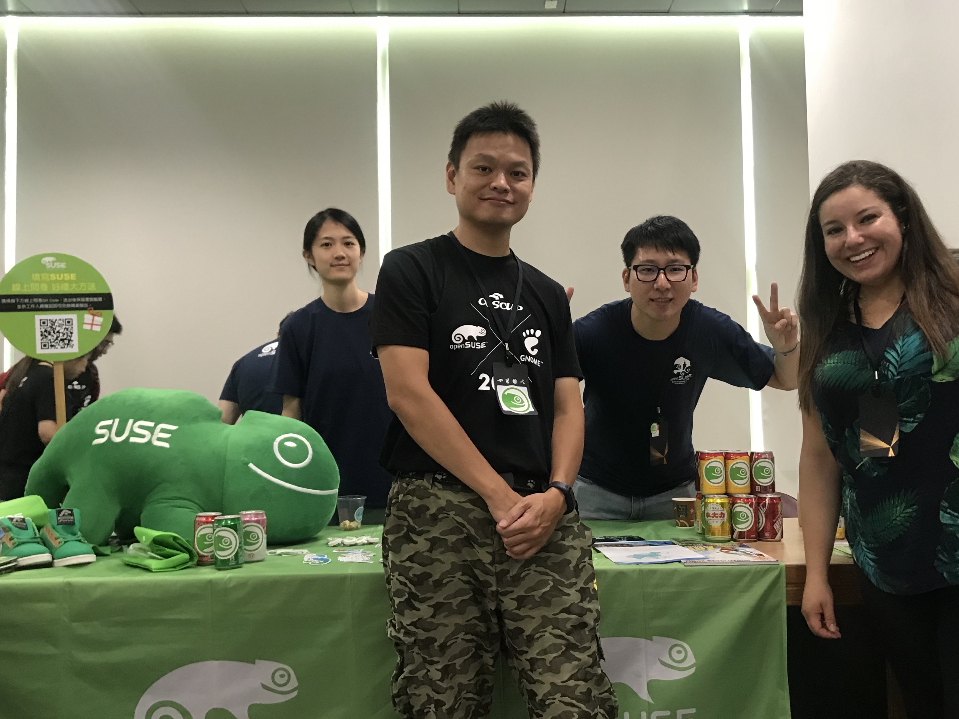 Hanging out at the OpenSUSE booth and learning from their crazy cool marketing efforts, and of course, their awesome community!