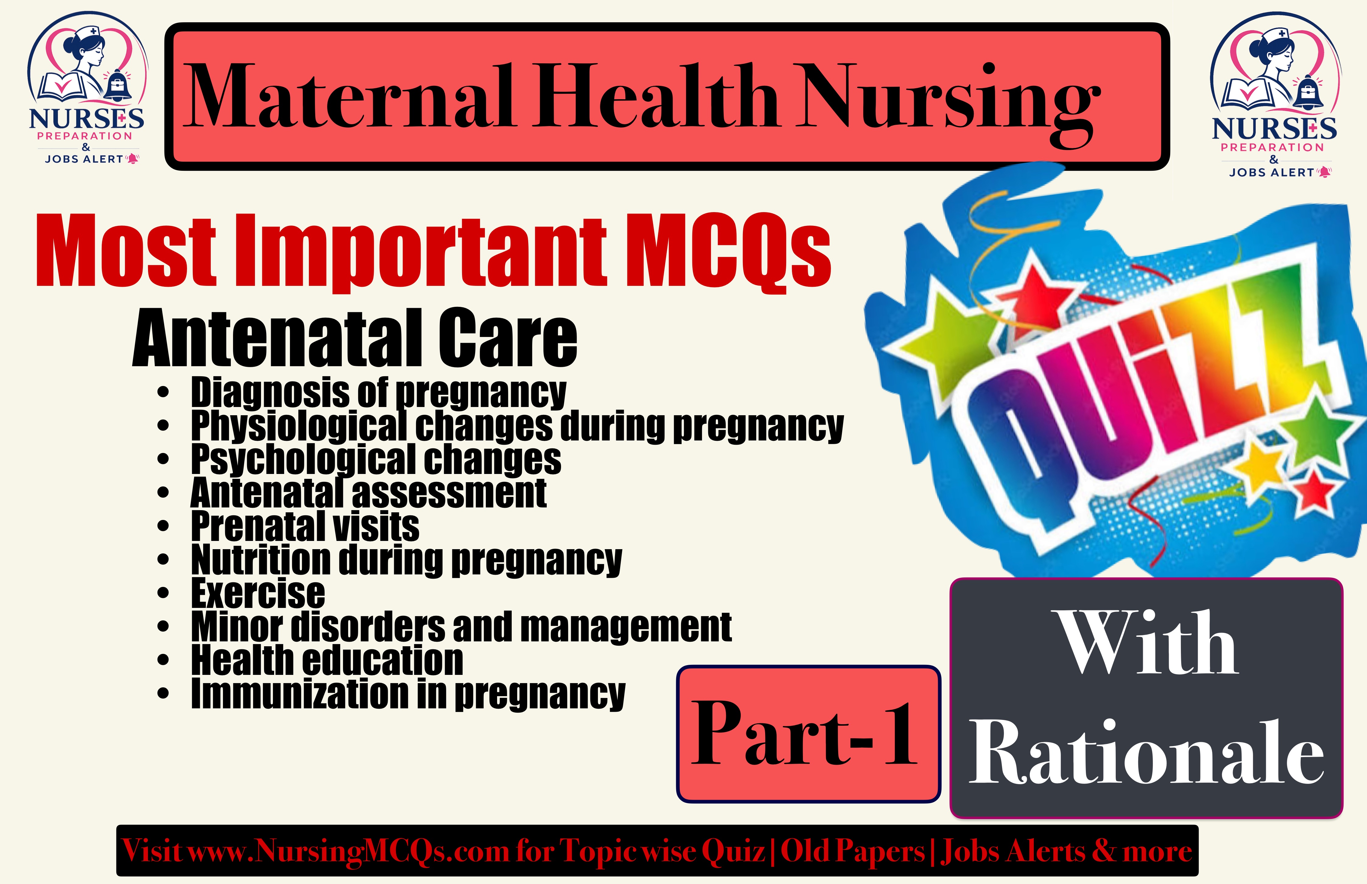 Antenatal Care Part-1(50 Most important Multiple Choice Questions-MCQs Quiz with Answer and Rationale for NORCET EXAM) Part-1
