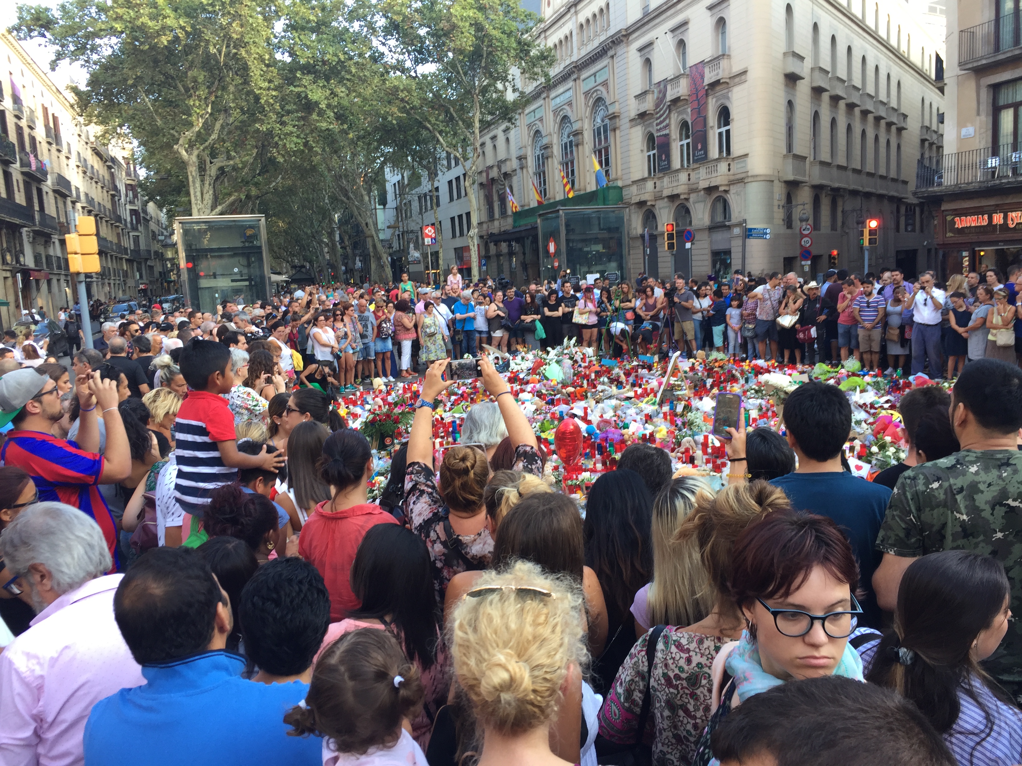At the site of the terror attacks on Las Ramblas