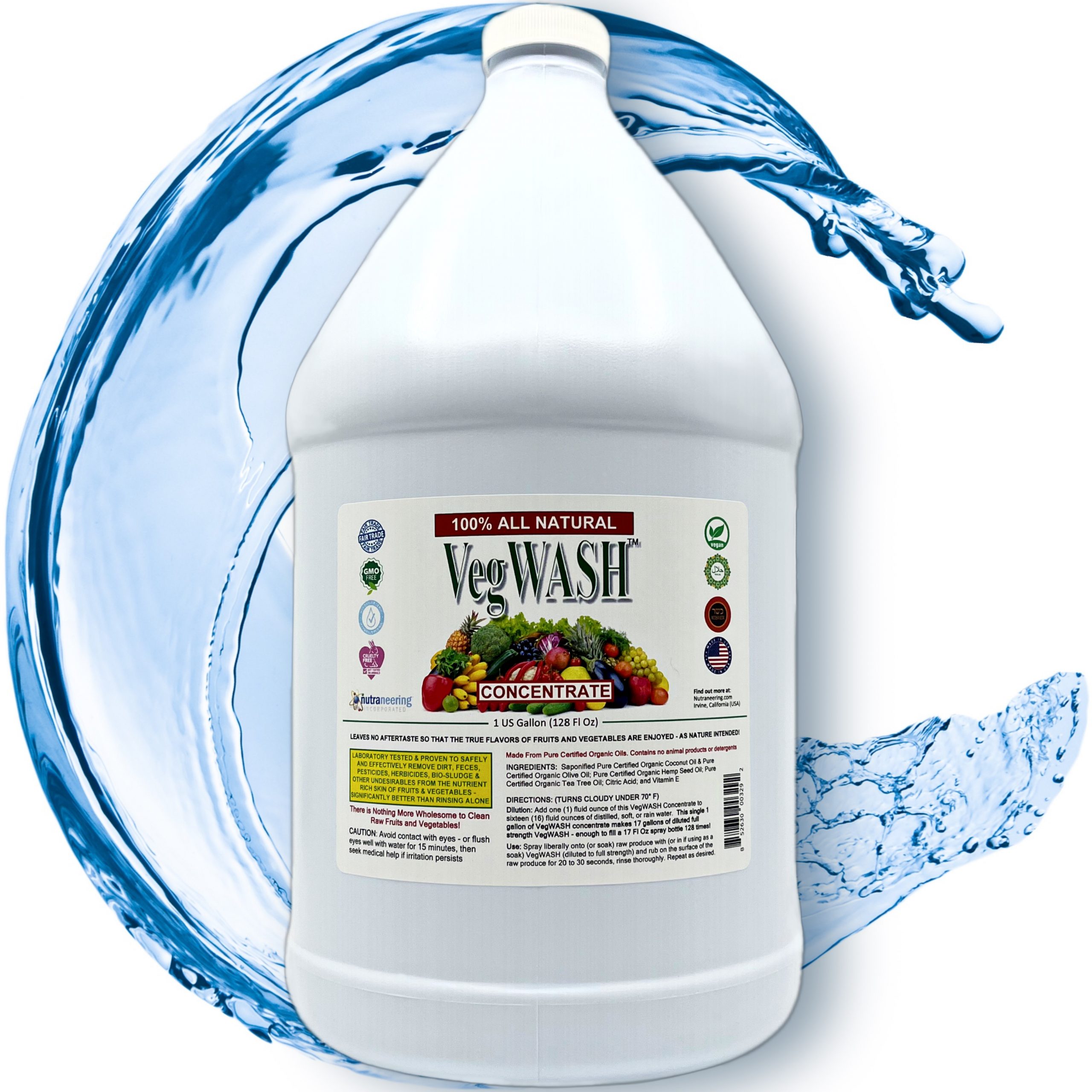VegWASH™ Raw Produce Cleaner Concentrate (Scented) - 1 US Gallon in Plastic Jug