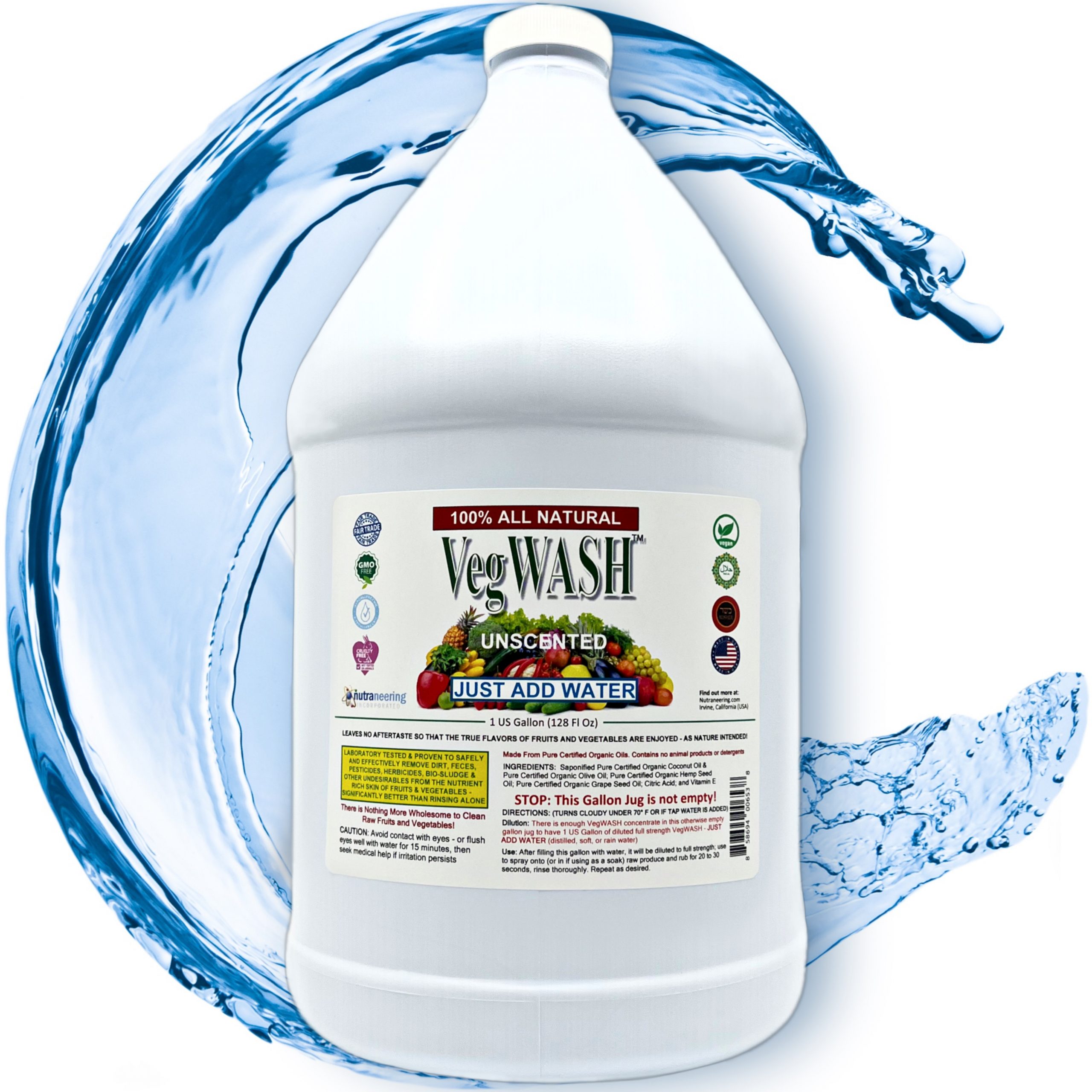 VegWASH™ Raw Produce Cleaner - Just Add Water (Unscented): Makes 1 Gallon in Plastic Jug