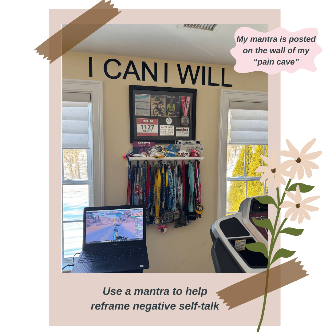 Image of my mantra on the wall of my pain cave. The mantra says I CAN. I WILL.