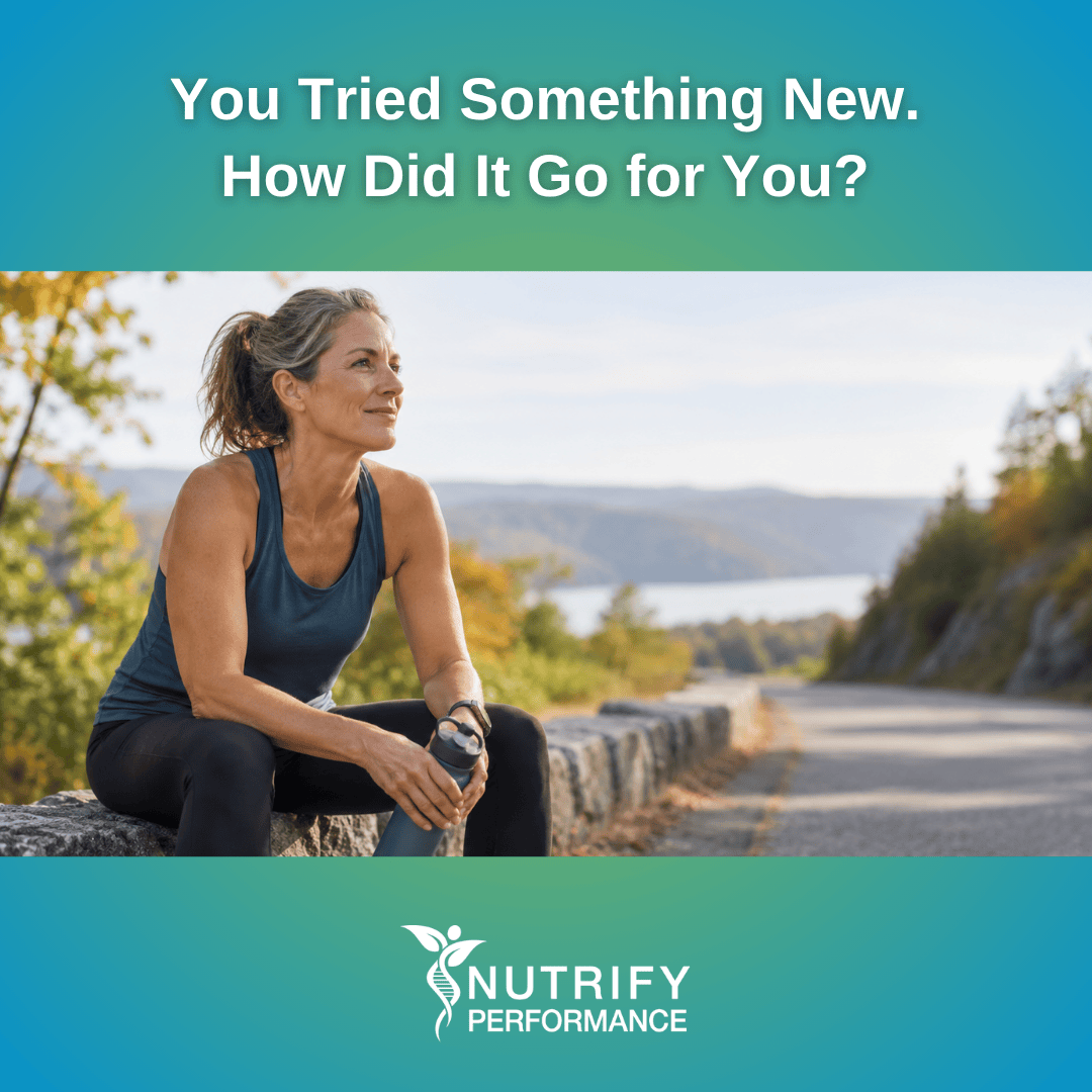 Active woman sitting beside a road after a run, holding a water bottle and looking reflective, illustrating the question, “How did it go for you?”