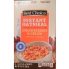 Calories in strawberries & cream flavored instant oatmeal from best choice