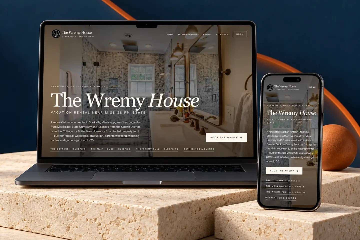 Current wremy.ms website shown on a laptop and phone in a Nuzu portfolio graphic.