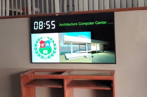 Digital Signage used in a college hallway