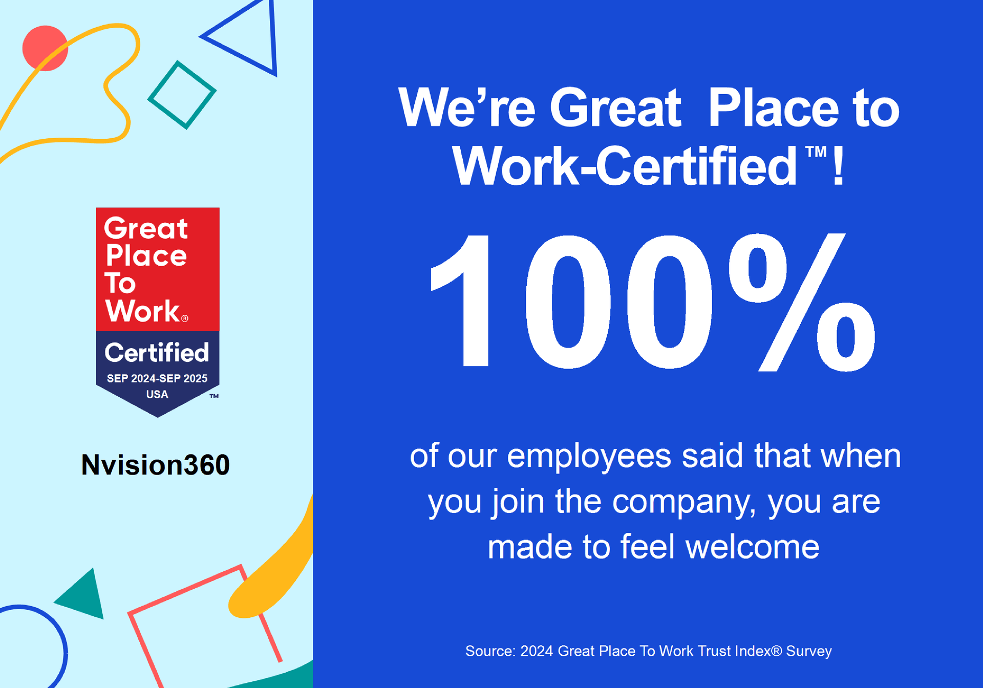 great Place to Work Badge | Nvision360 Productions
