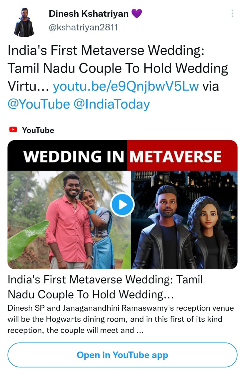 wedding in metaverse, Indian couple tweet