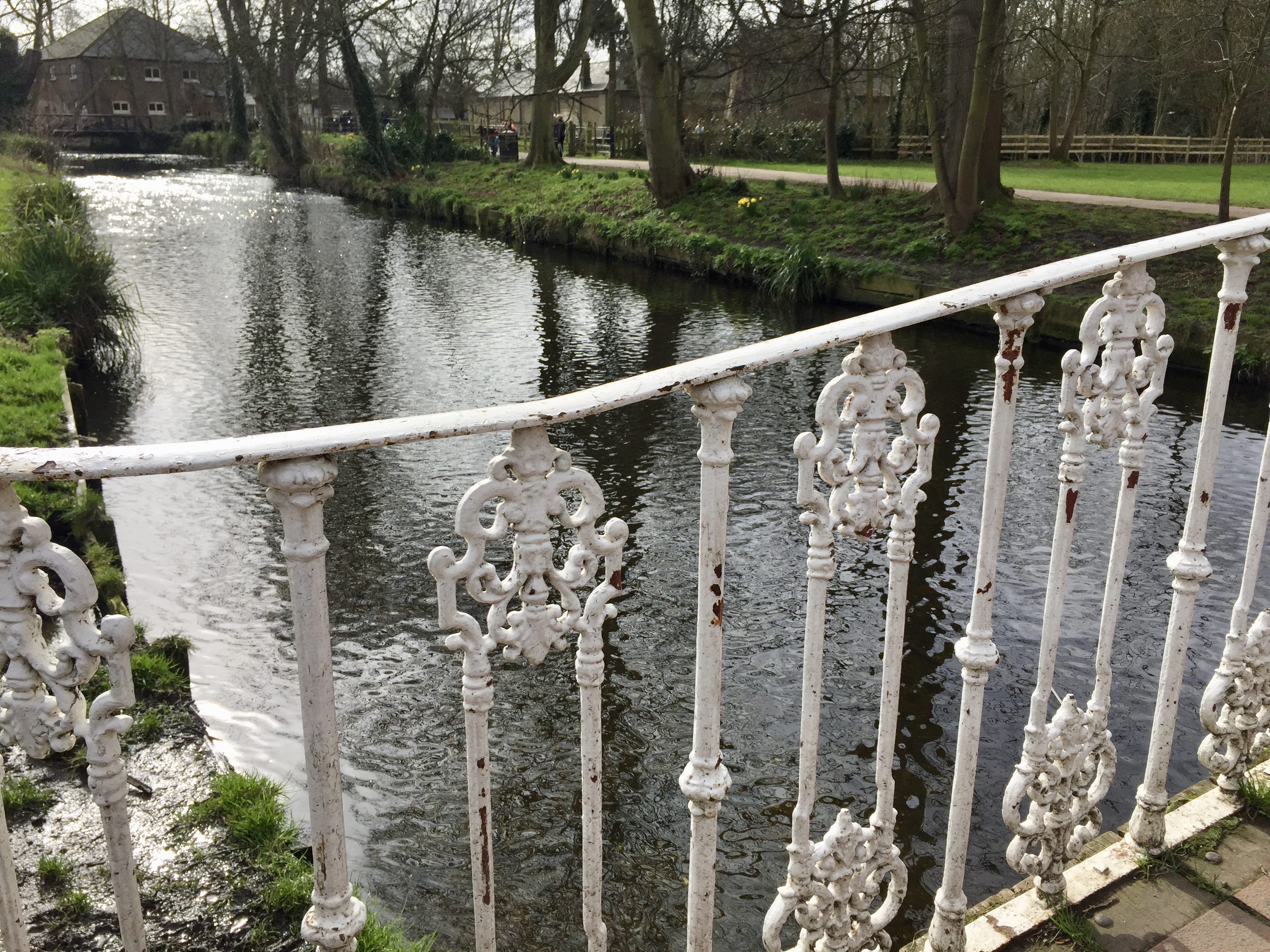 Water flowing through the old snuff mill.