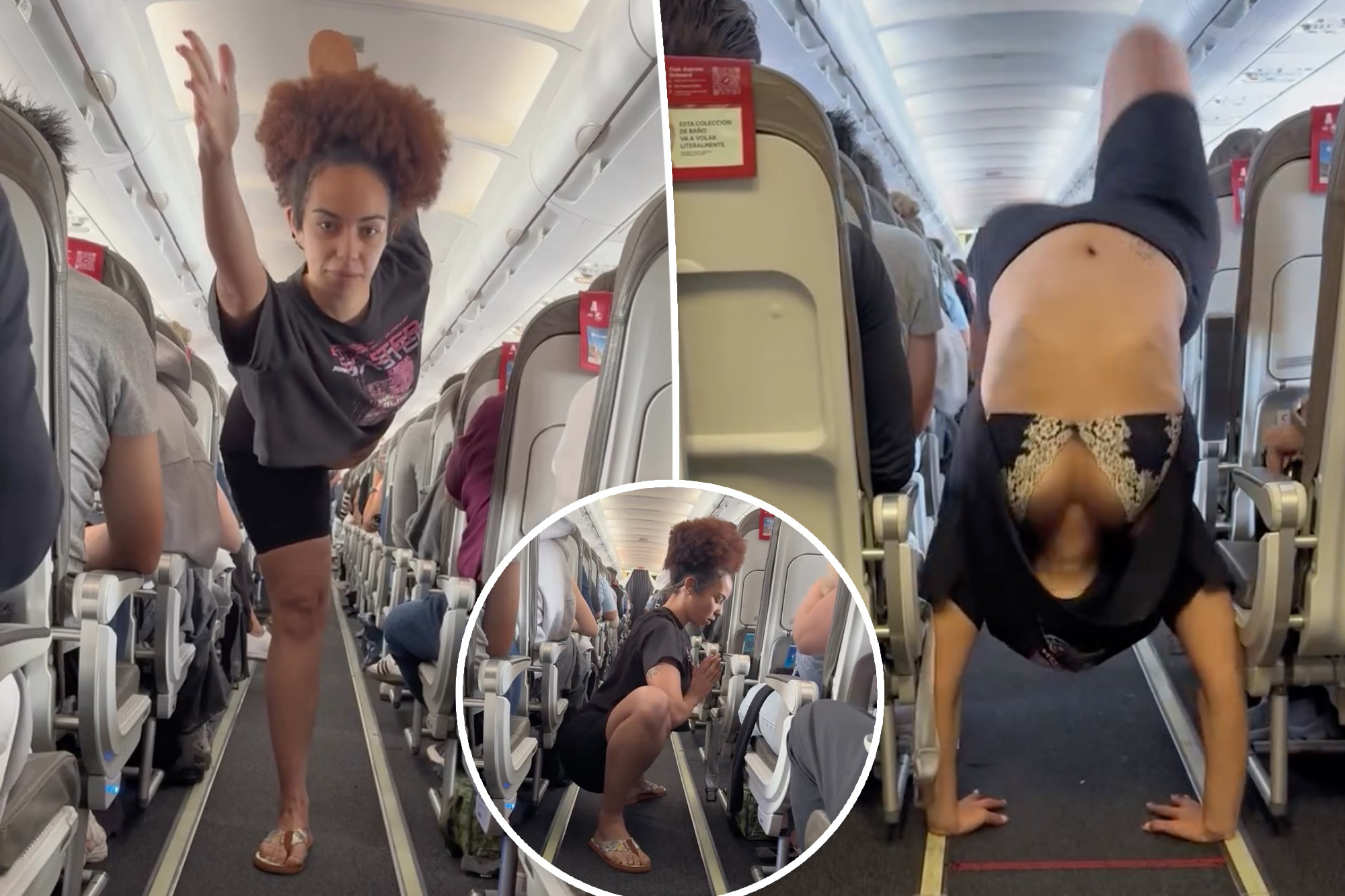 Fitness influencer sparks outrage over yoga in airplane aisle
