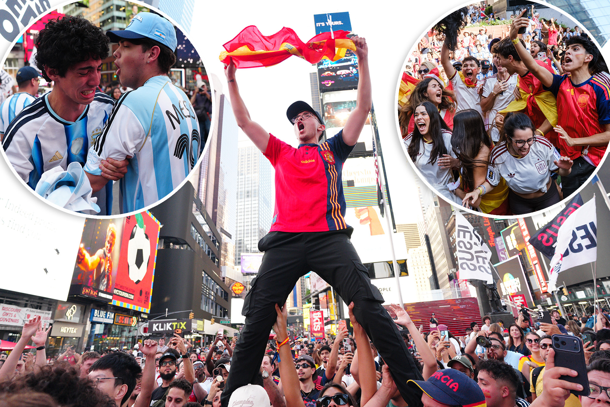 Spain, Argentina fans take over NYC for World Cup final: photos