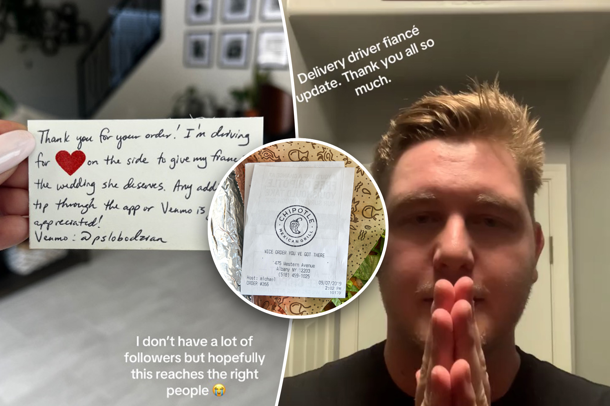 UberEats driver delivers sweet note with Chipotle order — now the internet is paying for his wedding