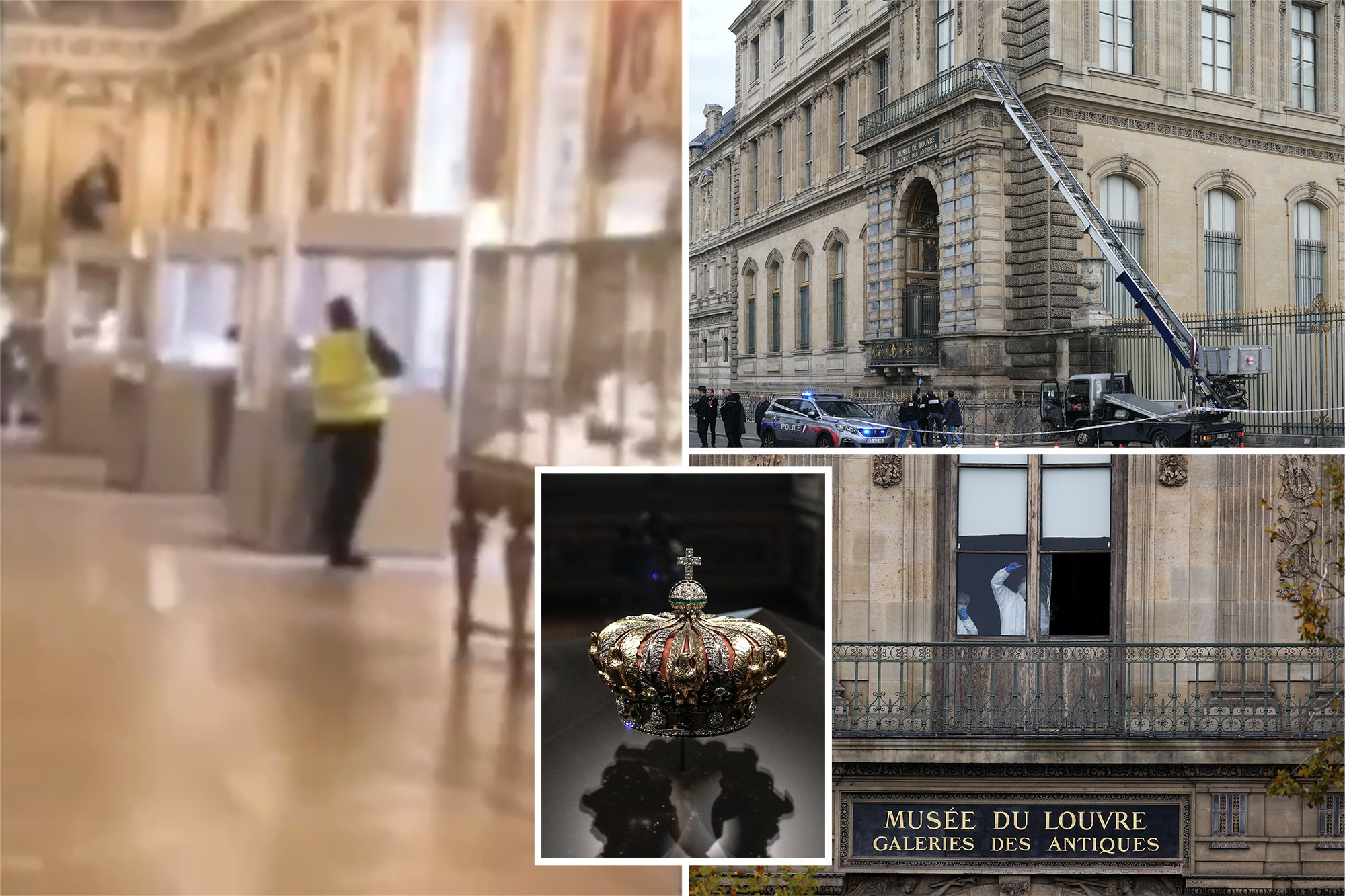 Video shows Louvre thief cutting into jewel case with saw during daring daylight heist