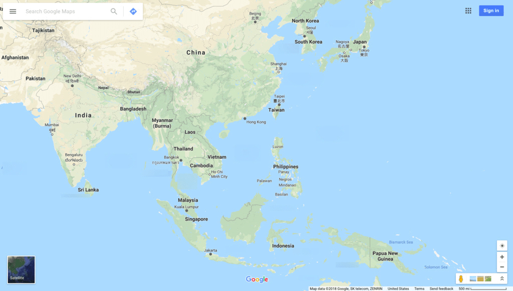 East Asia Physical Map Bodies Of Water B 