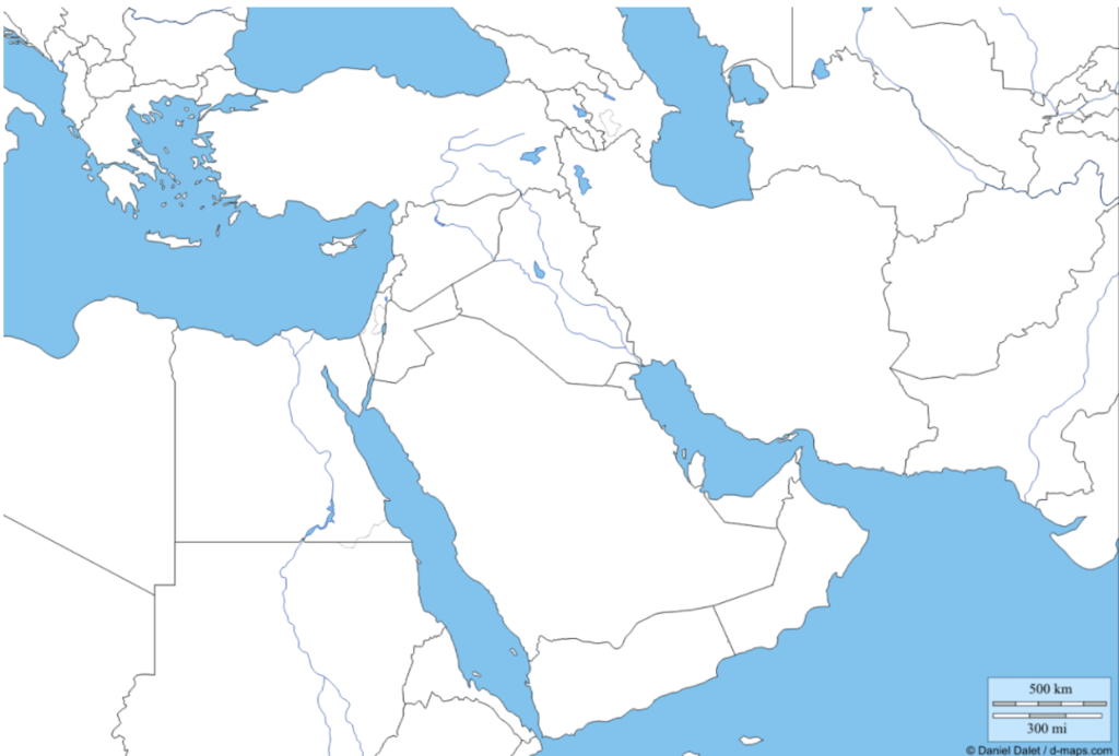 Blank Map Of Middle East With Physical Features B 