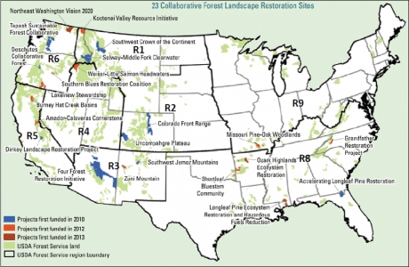 US Forest Service Regions Map Your Guide To Americas Wildlands Map US CFLRPs 460x300 