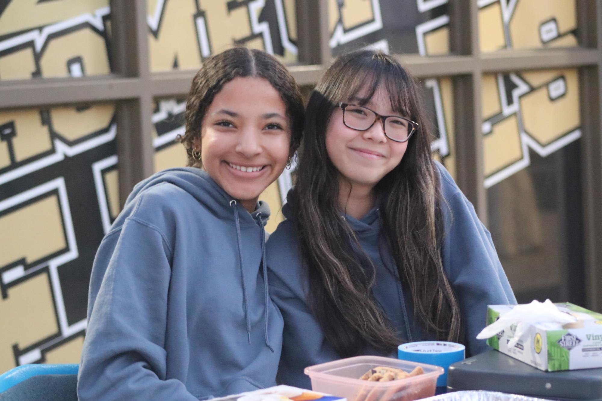 (Left to right) ASB members and freshmen Kylie McDonald and Isabella Gonzalez run the bake sale
