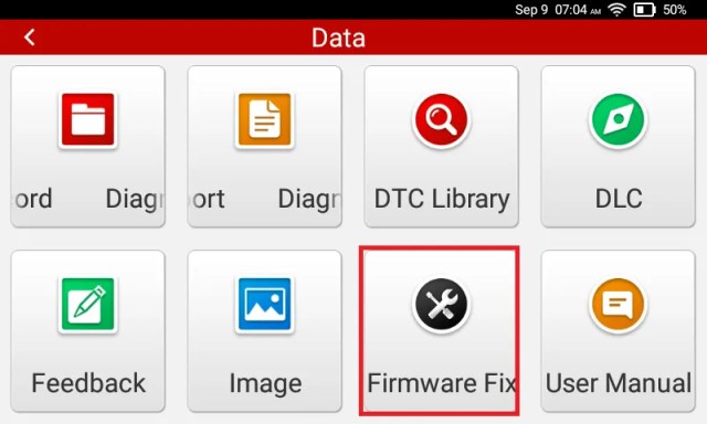 Settings -> Data -> Firmware Fix