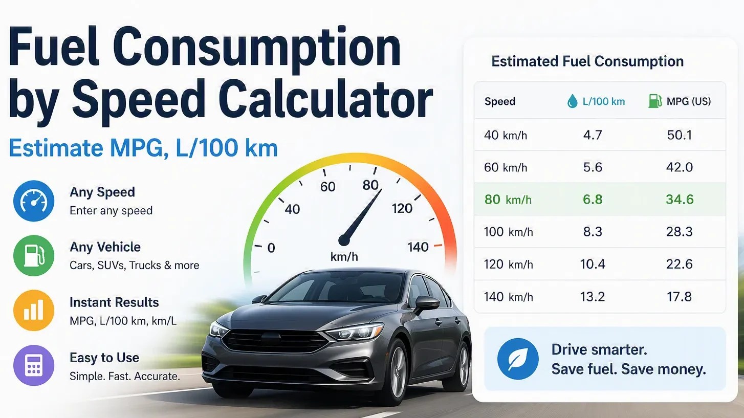 Fuel Consumption by Speed Calculator: Estimate MPG, L/100 km