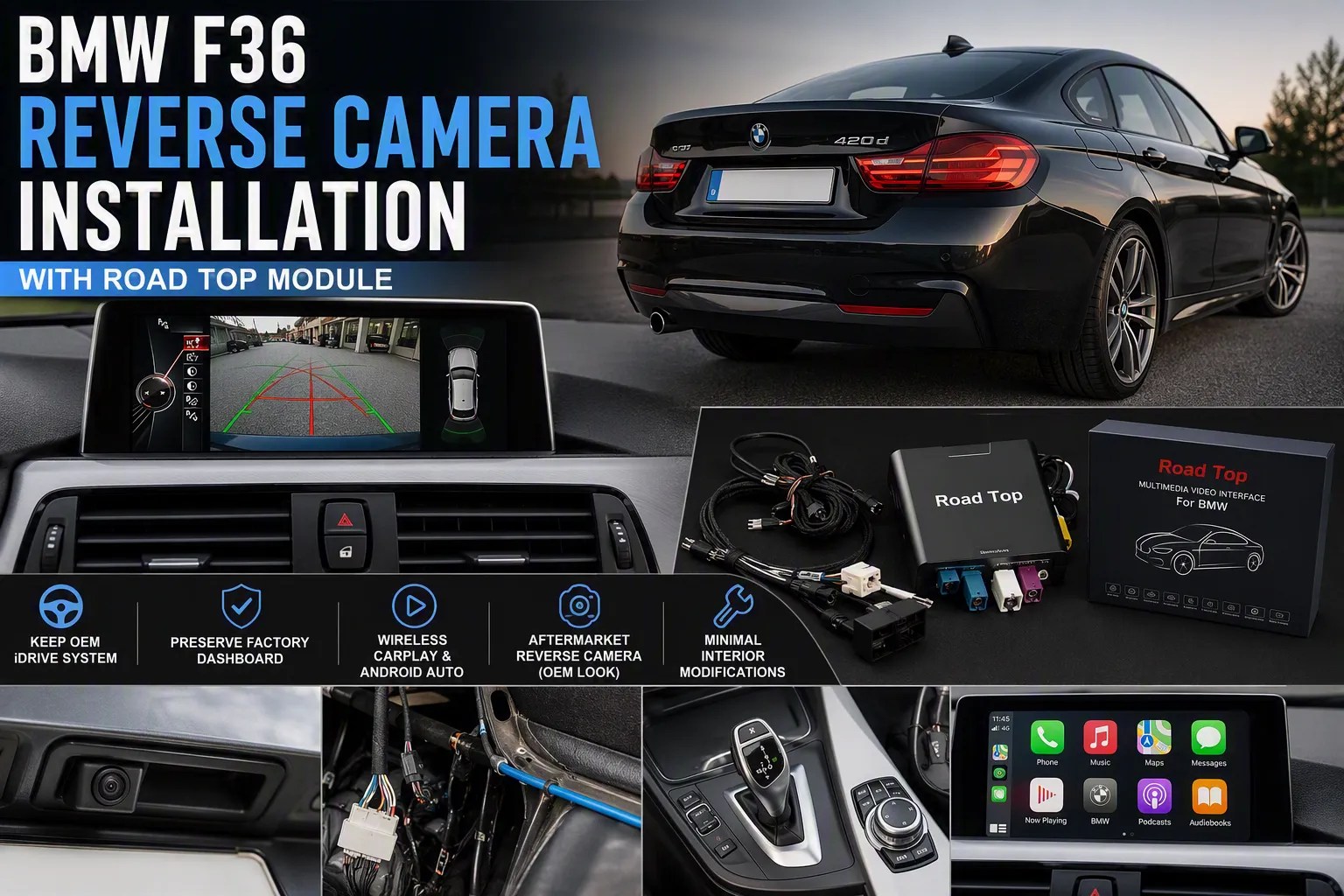 BMW F36 Reverse Camera Installation | Road Top CarPlay DIY