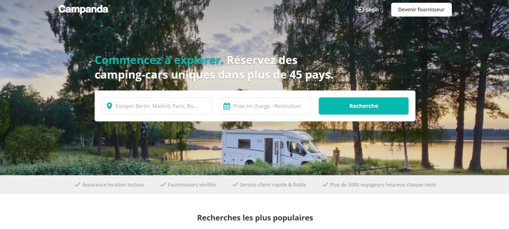 capture écran de la page d'accueil de la plateforme Campada