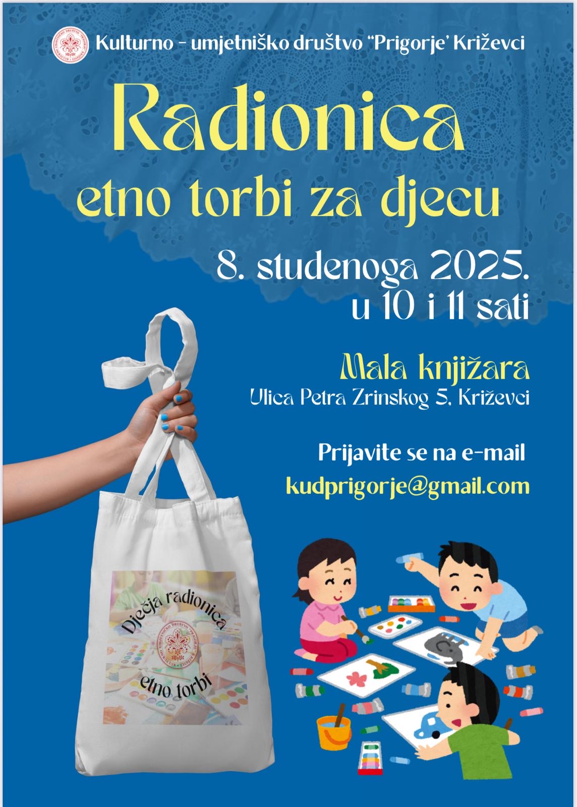 Radionica etno torbi za djecu – kreativna subota s KUD-om “Prigorje”