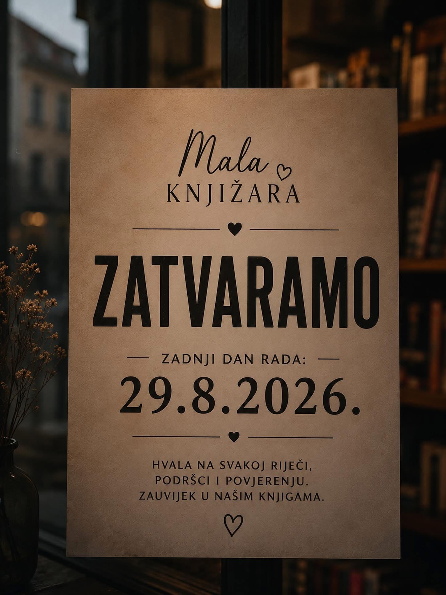 Mala knjižara zatvara vrata 29. kolovoza, do kraja mjeseca organizira rasprodaju