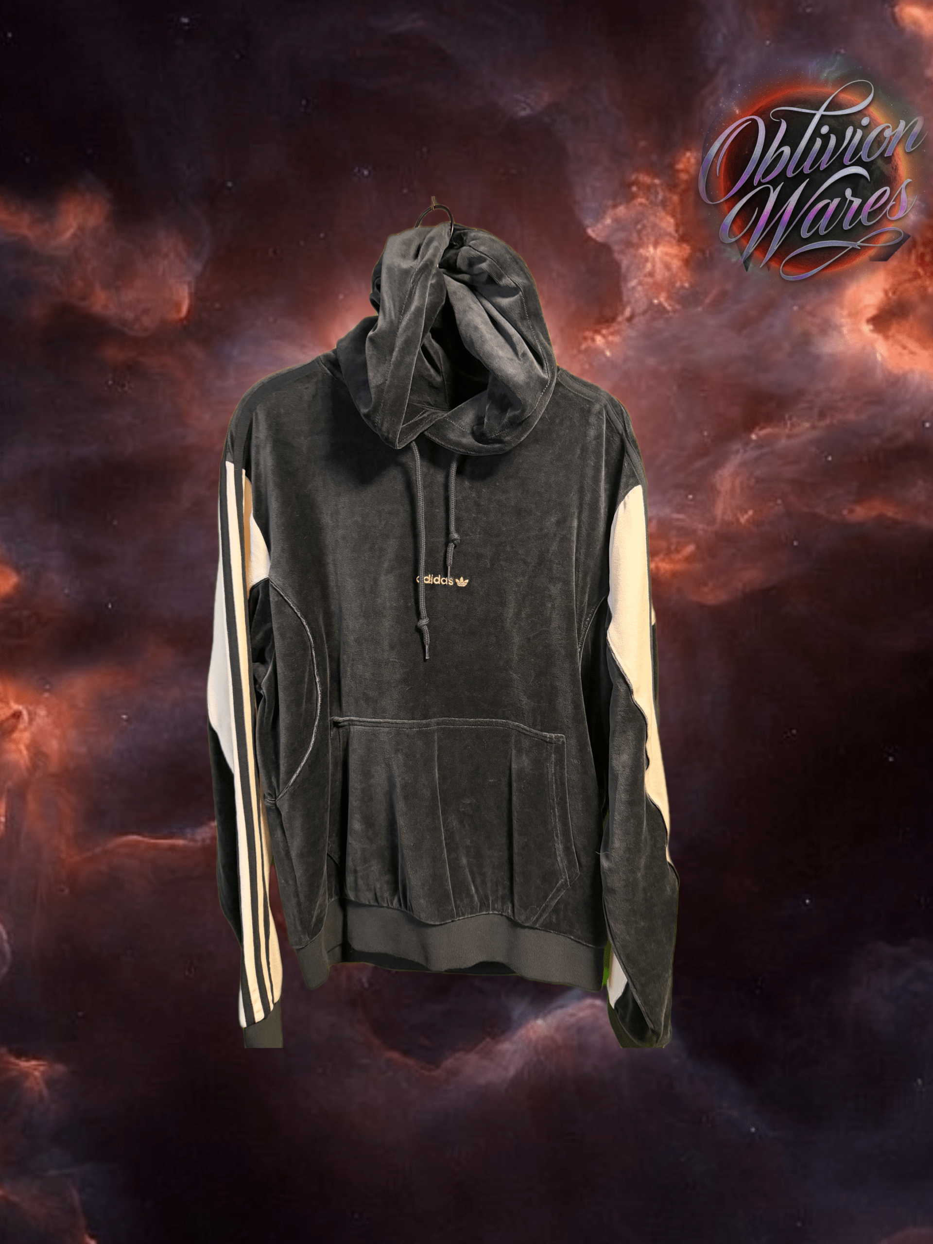Adidas SPRT Velour Hoodie in Black  Mens Small (RARE NWT)