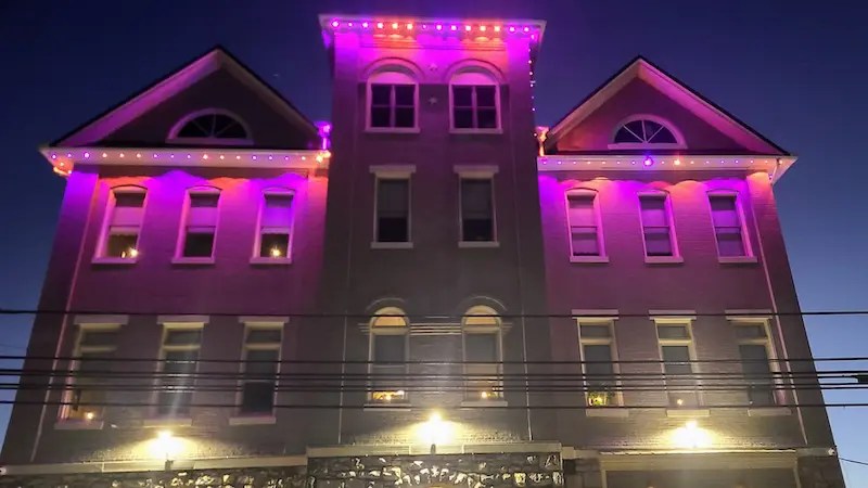 Ranson City Hall with holiday lights