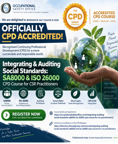 Officially SA8000 & ISO26000 Training course CPD Accredited!