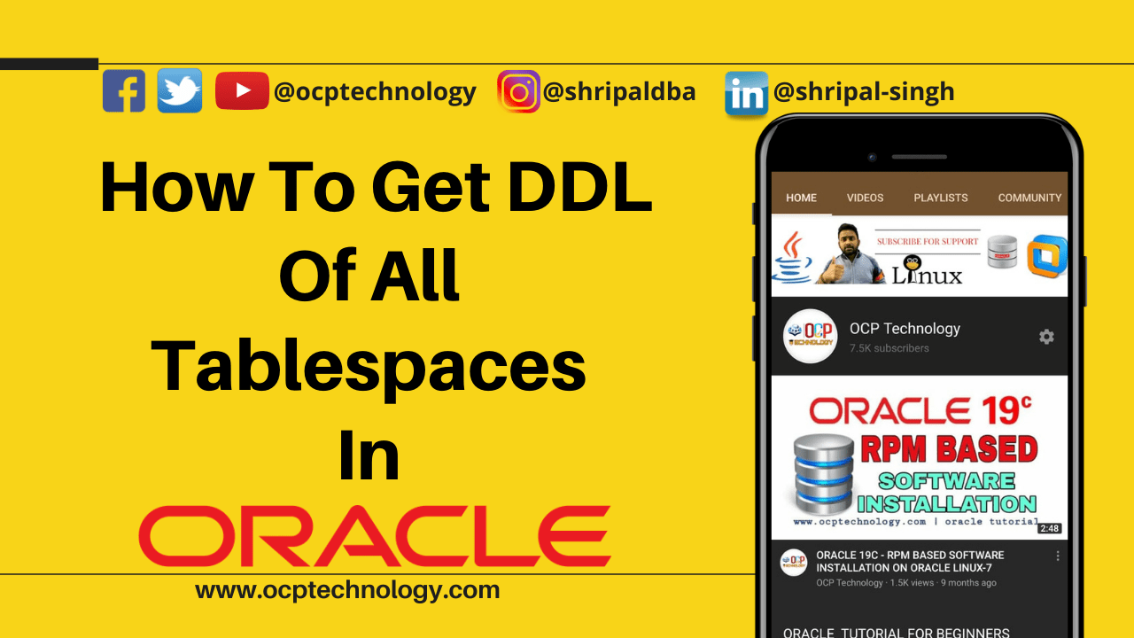How To Get Ddl Of All Tablespaces In Oracle